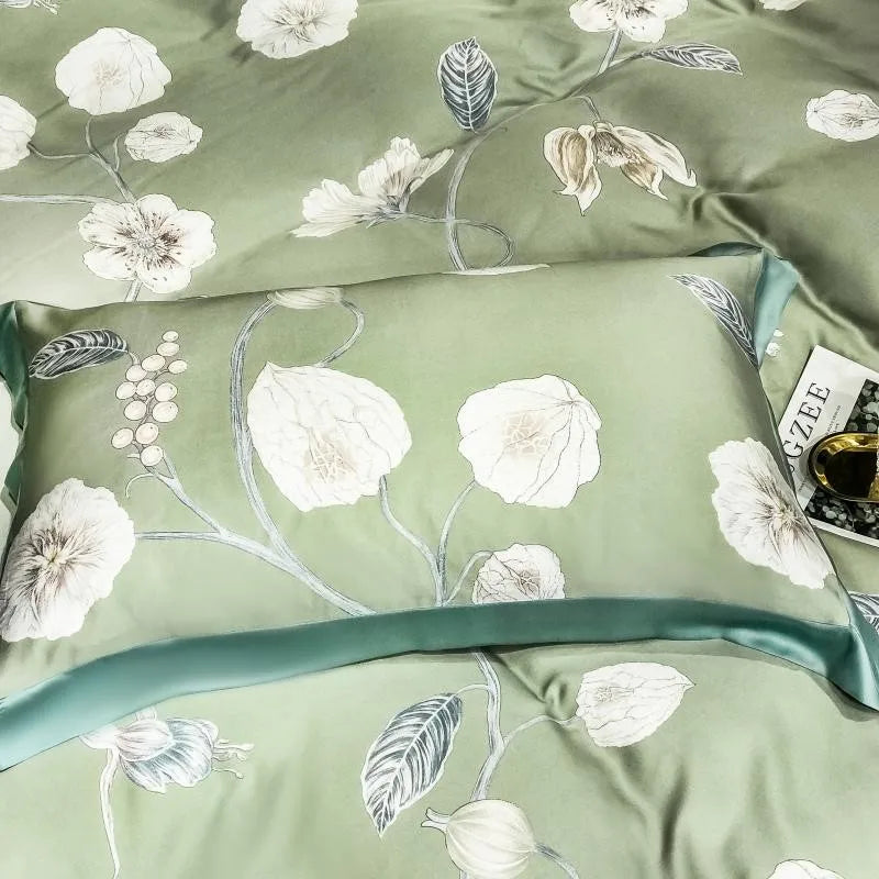 THL1051 Vintage Reversible Floral & Leaf Summer Cooling Coverlet Bedspread Bedding Set