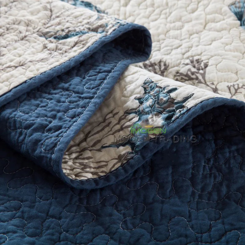 THL1026 Luxury Cotton Bedspread Marine Style Quilt Set