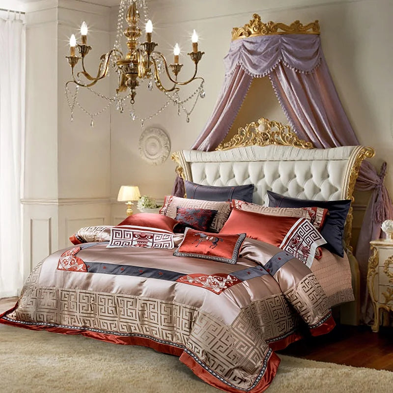 THL1049 Premium Jacquard Bedding Set Luxury Cotton Bedspread