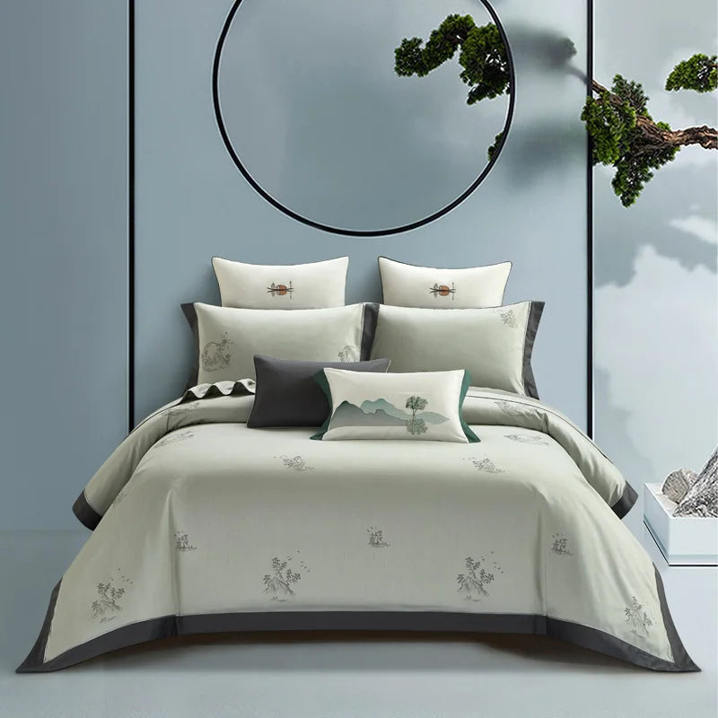 THL1081 Vintage Jacquard Egyptian Cotton Bedding Set Classic and Luxurious