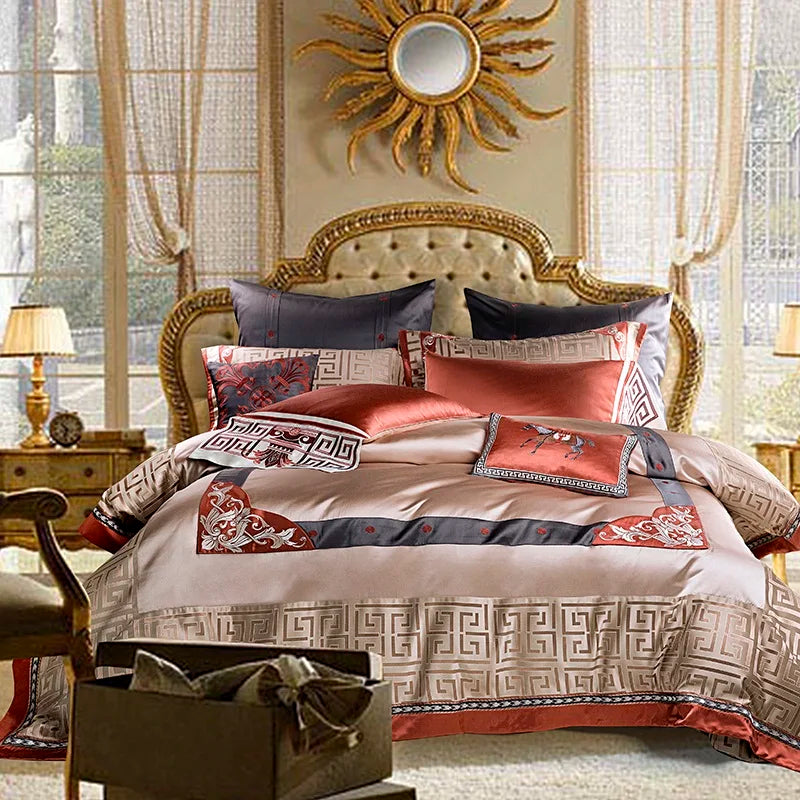 THL1049 Premium Jacquard Bedding Set Luxury Cotton Bedspread