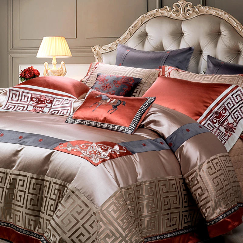 THL1049 Premium Jacquard Bedding Set Luxury Cotton Bedspread