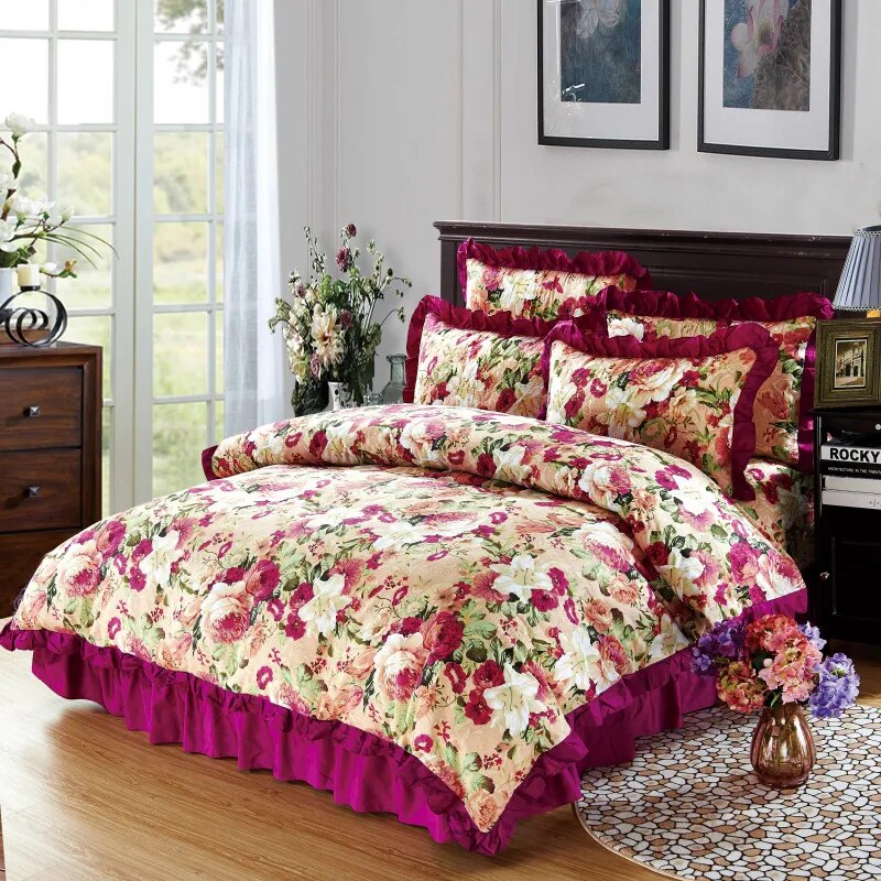 THL1008 100% Cotton Bedding Sets Quilted Thick Set Collection