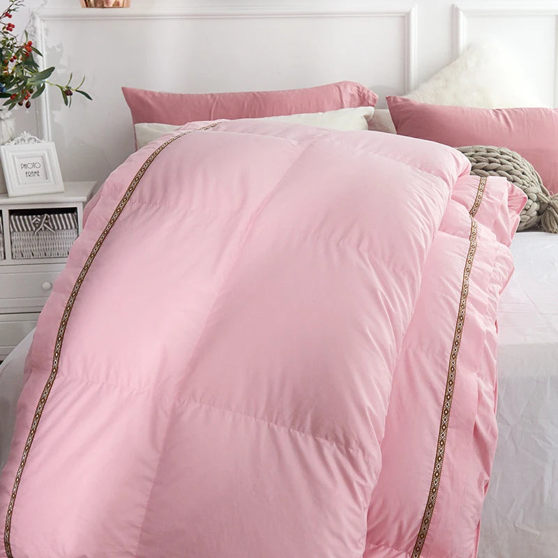 THL1144 Luxurious 100% Cotton Goose Down Comforter with Duvet Cover