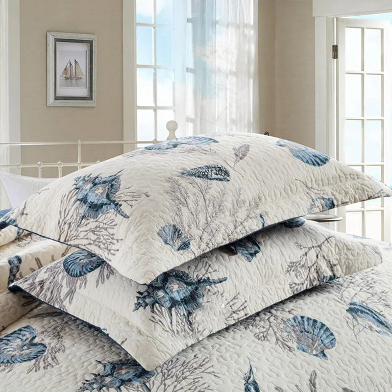 THL1026 Luxury Cotton Bedspread Marine Style Quilt Set