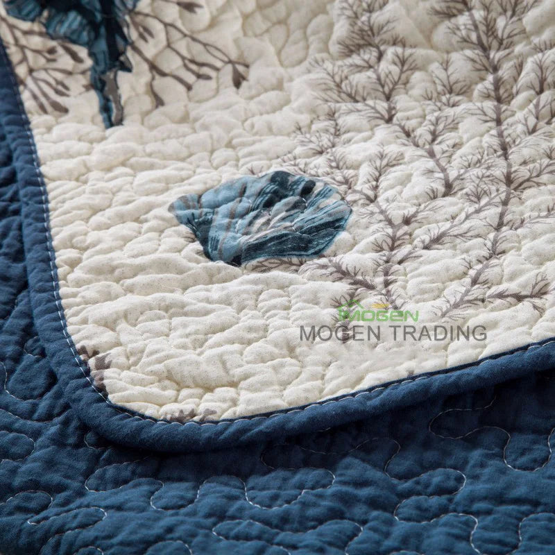 THL1026 Luxury Cotton Bedspread Marine Style Quilt Set