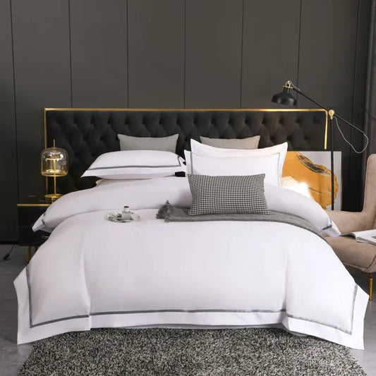 THL1047 Ultra-Soft White Brushed Cotton Bedding Set Luxurious Comfort for Home & Hotel