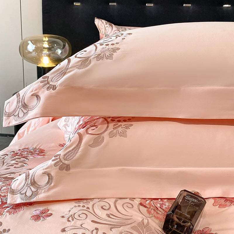 THL1174 Pastel 100% Cotton Embroidered 400TC Soft & Elegant Luxury Bedding Set