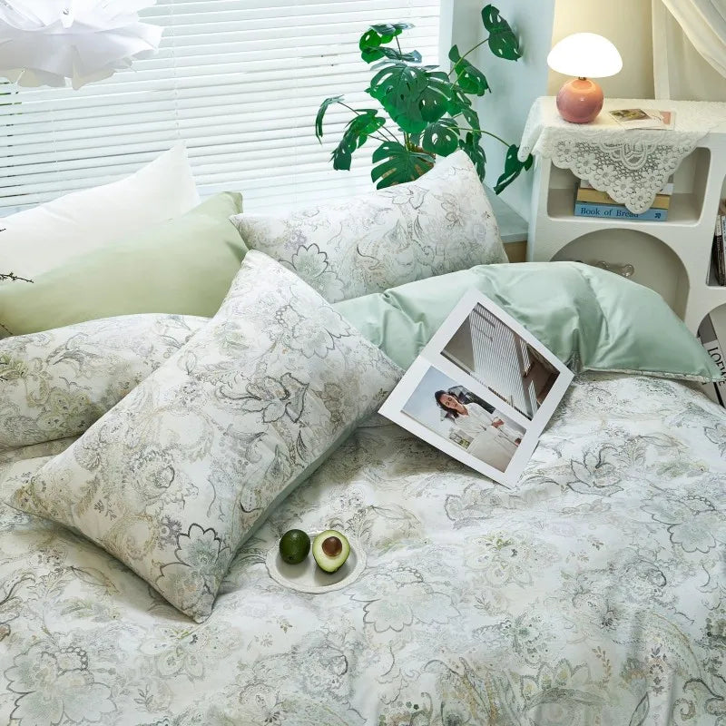 THL1176 400TC Ultra Soft Cotton-Rich Floral Printed Luxury Bedding Set