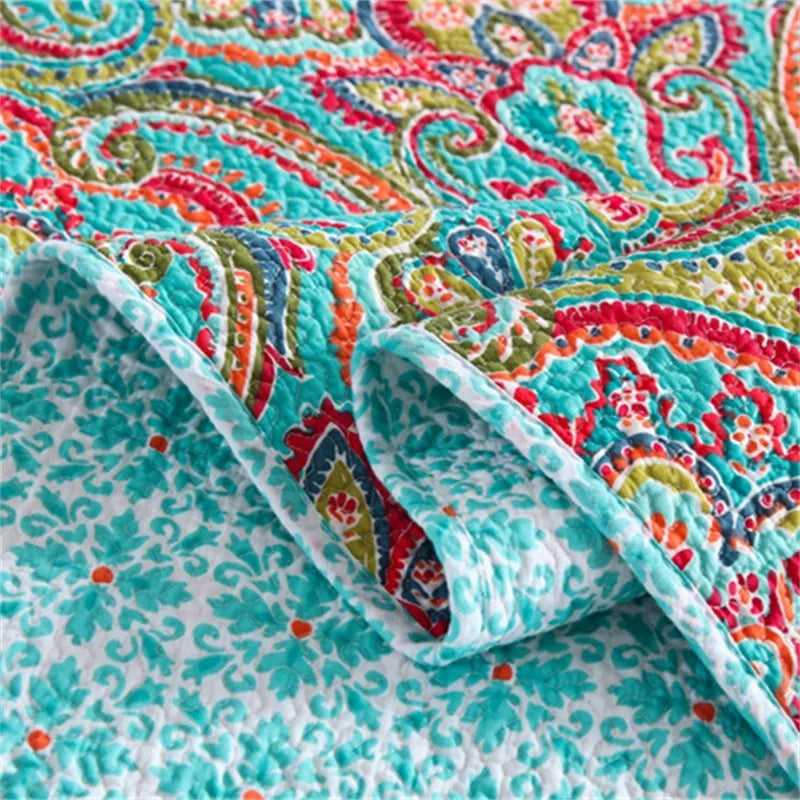 THL1050 Multicolor Paisley Blossom Cotton Summer Bedspread