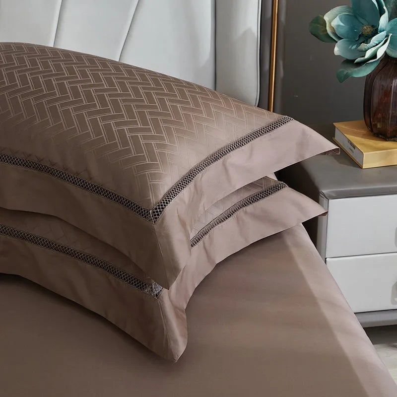 THL1056 Egyptian Cotton Soft Silky Jacquard Wave Bedding Boho Textured Elegance for Ultimate Comfort