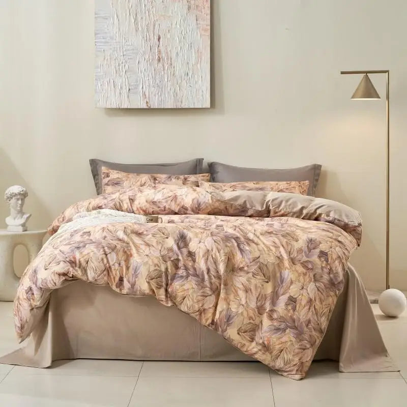 THL1176 400TC Ultra Soft Cotton-Rich Floral Printed Luxury Bedding Set