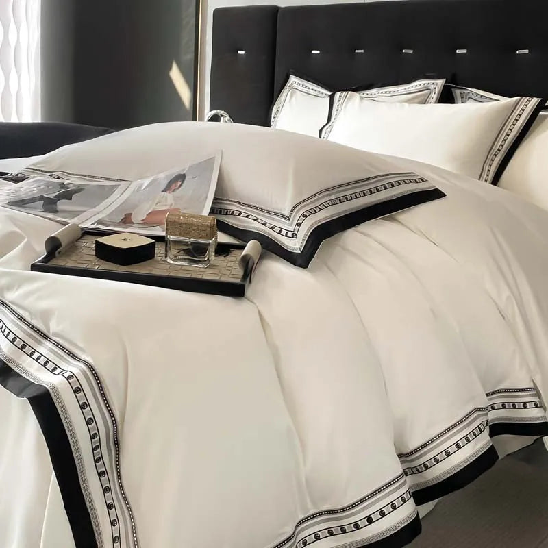 THL1097 Long Staple Cotton Bedding Sets Premium Embroidery for Luxurious Comfort