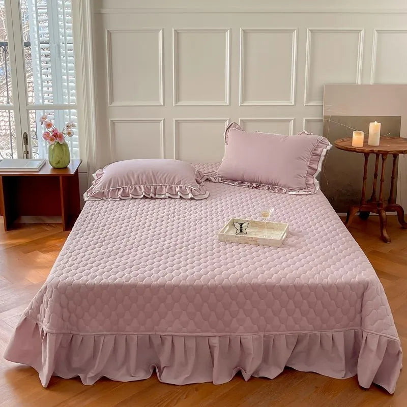 THL1123 Premium 100% Cotton Elegant Ruffled French Romantic Nature-Inspired Soft Bedding Set