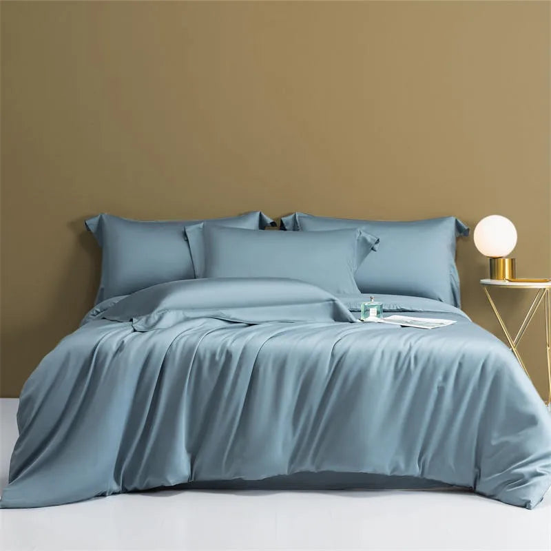 THL1143 Solid Plain Color Eucalyptus Lyocell Duvet Cover & Sheet