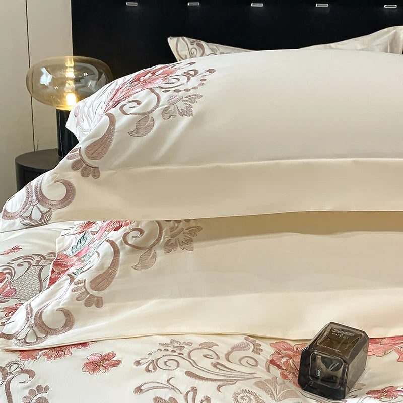 THL1174 Pastel 100% Cotton Embroidered 400TC Soft & Elegant Luxury Bedding Set