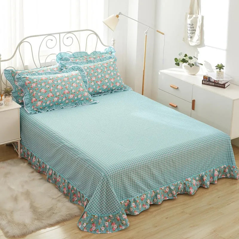 THL1116 Juego de cama de patchwork estilo campestre francés, elegante, suave y acogedor, 100 % algodón, con estampado floral primaveral