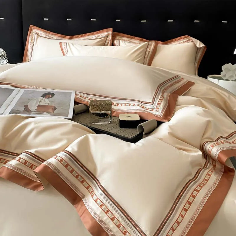 THL1097 Long Staple Cotton Bedding Sets Premium Embroidery for Luxurious Comfort