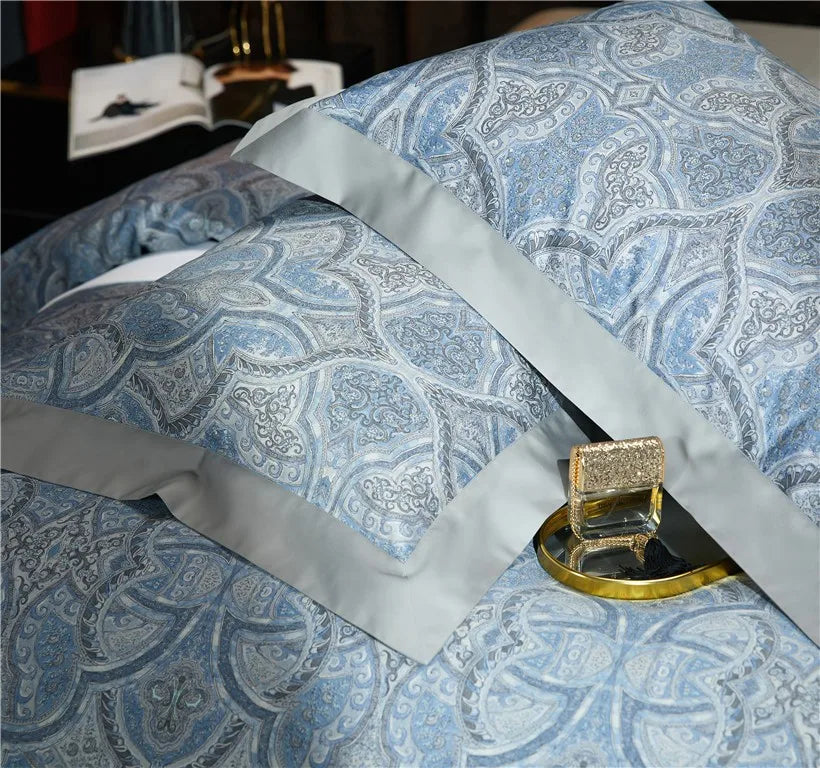 THL1042 Vintage Boho Duvet Cover Set Luxury Egyptian Cotton Soft Bedding with Elegant Bed Sheets