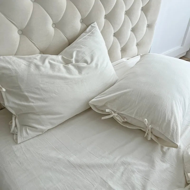 THL1087 Luxurious Organic Cotton Duvet Set Soft Natural White Bedding for Cozy Comfort