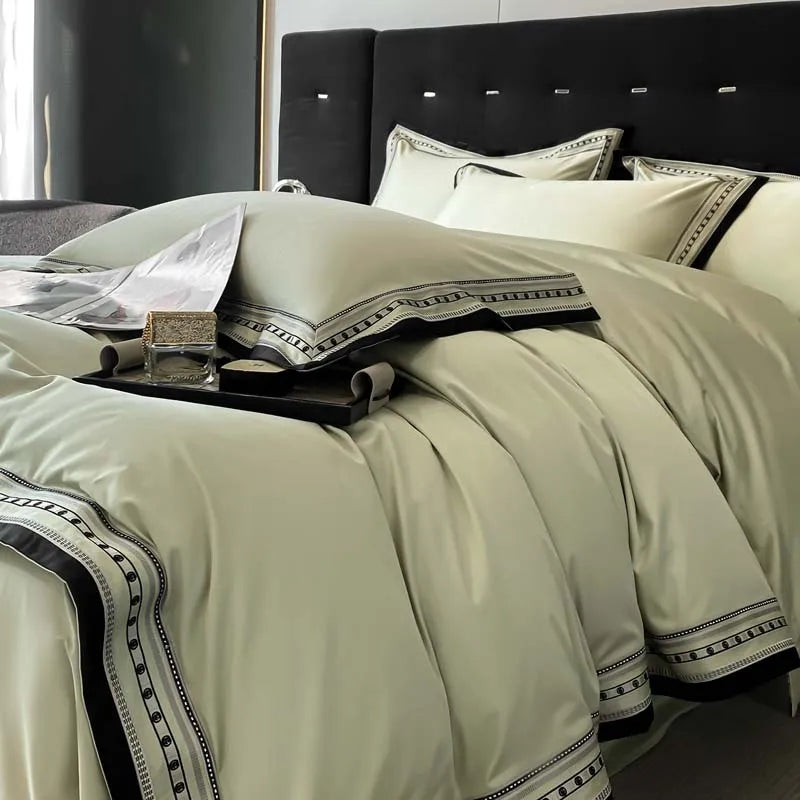 THL1097 Long Staple Cotton Bedding Sets Premium Embroidery for Luxurious Comfort