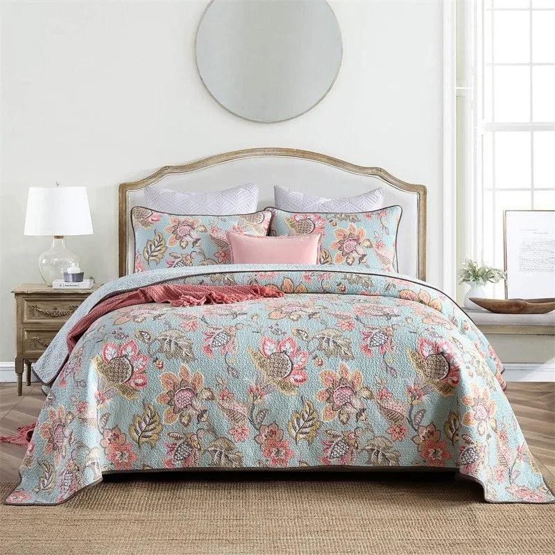 THL1050 Multicolor Paisley Blossom Cotton Summer Bedspread