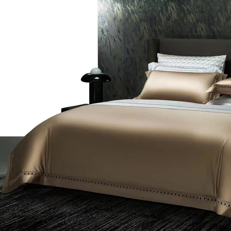 THL1083 Luxury High-End Egyptian Cotton Bedding Set Silky Soft Solid Color Bed Sheets & Cover