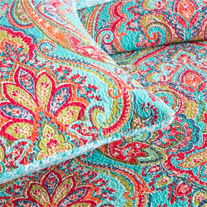 THL1050 Multicolor Paisley Blossom Cotton Summer Bedspread