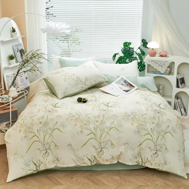 THL1176 400TC Ultra Soft Cotton-Rich Floral Printed Luxury Bedding Set