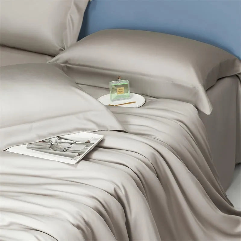 THL1143 Solid Plain Color Eucalyptus Lyocell Duvet Cover & Sheet