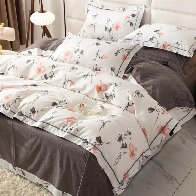 Juego de cama floral 100 % algodón de primera calidad THL1079