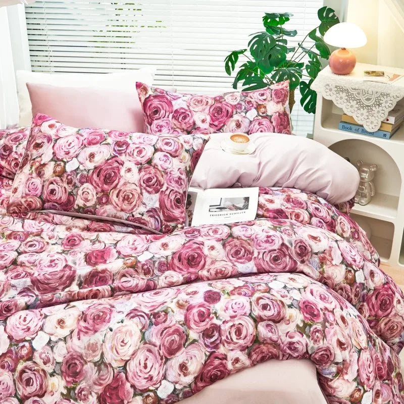 THL1175 400TC Ultra Soft Cotton-Rich Floral Printed Luxury Bedding Set