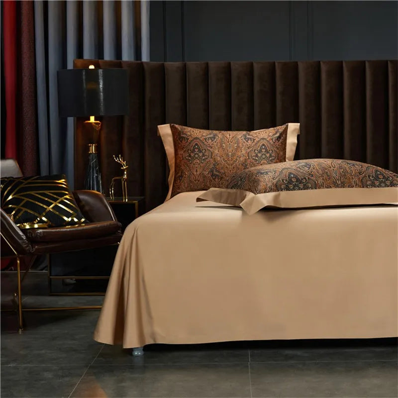 THL1042 Vintage Boho Duvet Cover Set Luxury Egyptian Cotton Soft Bedding with Elegant Bed Sheets