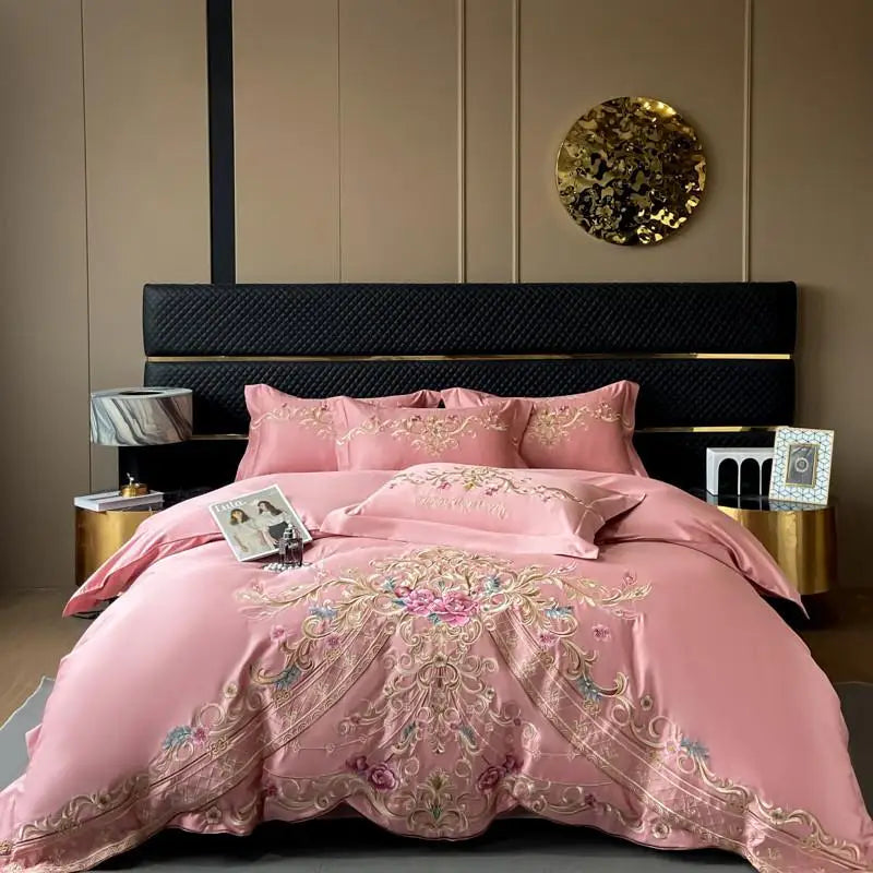 THL1165 Ultra Soft 300TC Floral Botanical Embroidered Bedding Set