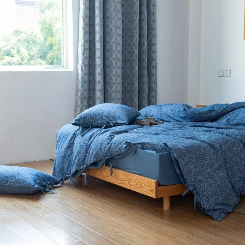 Juego de cama con textura teñida en hilo bohemio ultra suave de jacquard 100 % algodón THL1022