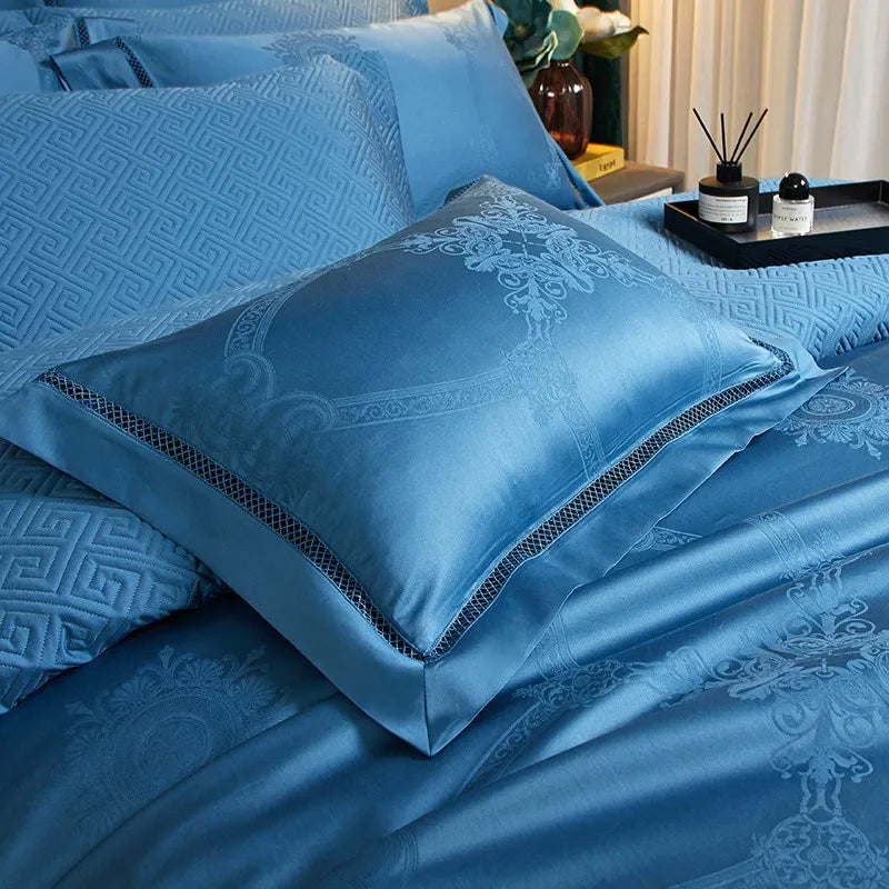 THL1057 Egyptian Cotton Soft Silky Jacquard Wave Bedding Boho Textured Elegance for Ultimate Comfort