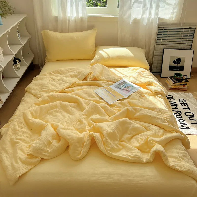 THL1082 Cozy Aesthetic Summer Bedding Ultra Soft Linen Feel & Breathable Comfort