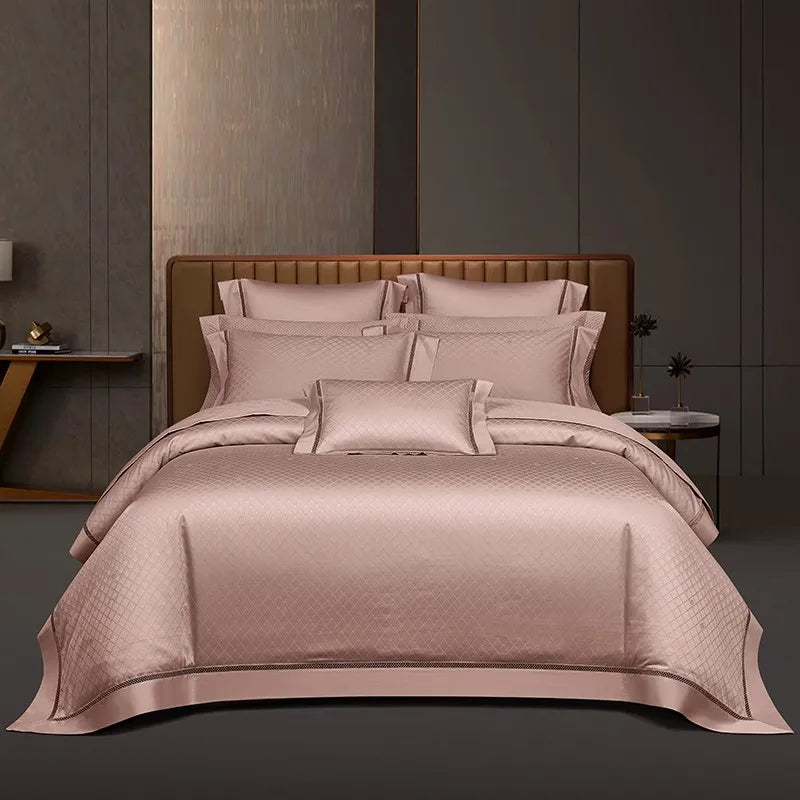 THL1057 Egyptian Cotton Soft Silky Jacquard Wave Bedding Boho Textured Elegance for Ultimate Comfort