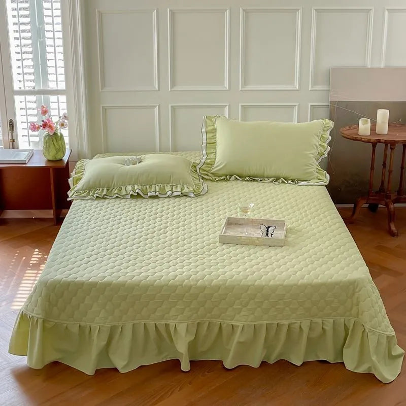 THL1123 Premium 100% Cotton Elegant Ruffled French Romantic Nature-Inspired Soft Bedding Set