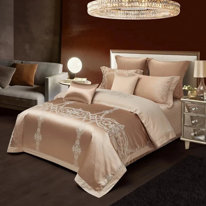 THL1104 Juego de cama con bordado elegante en satén Jacquard Royal Gong