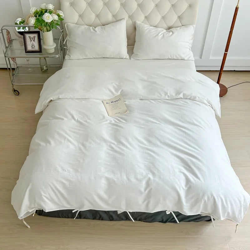 THL1087 Luxurious Organic Cotton Duvet Set Soft Natural White Bedding for Cozy Comfort