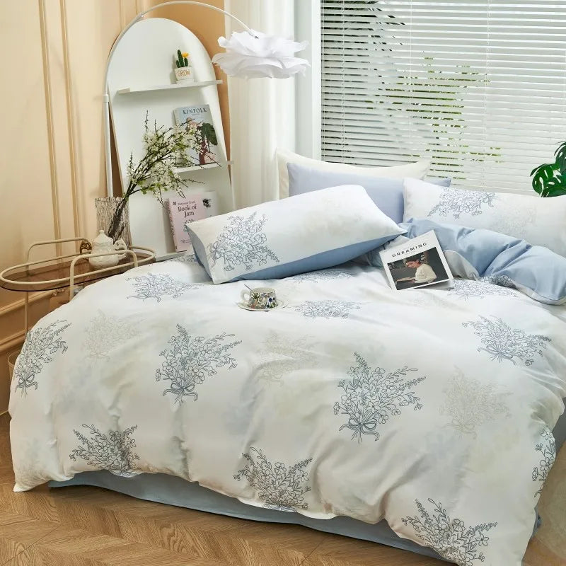 THL1175 400TC Ultra Soft Cotton-Rich Floral Printed Luxury Bedding Set