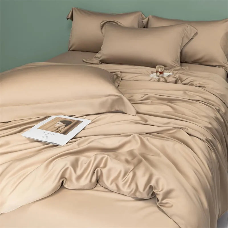 THL1143 Solid Plain Color Eucalyptus Lyocell Duvet Cover & Sheet