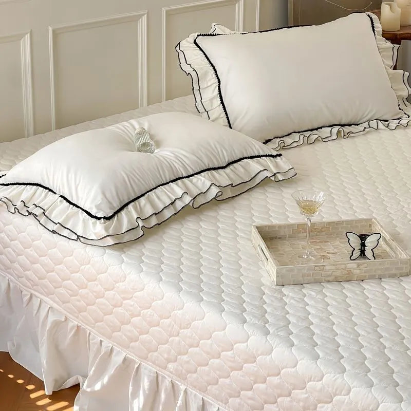 Juego de cama suave, elegante, romántico, francés, con volantes, inspirado en la naturaleza, 100 % algodón, THL1123