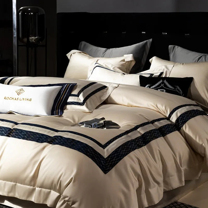 THL1063 Luxury Egyptian Cotton Bedding Set with Frame Patchwork