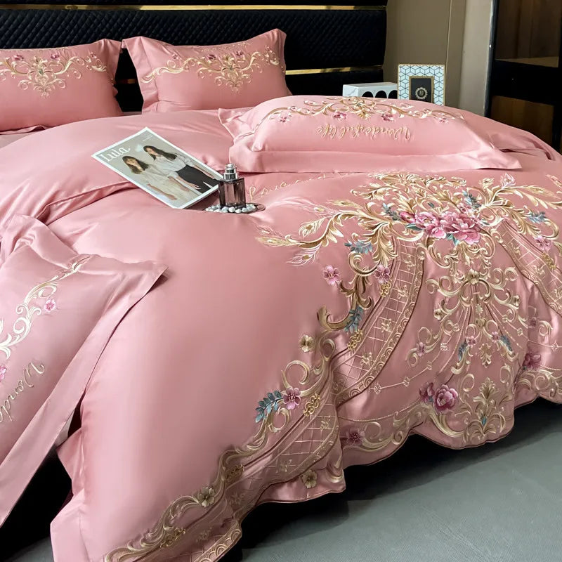 THL1165 Ultra Soft 300TC Floral Botanical Embroidered Bedding Set