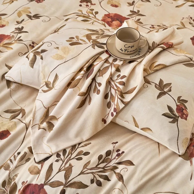 THL1175 400TC Ultra Soft Cotton-Rich Floral Printed Luxury Bedding Set