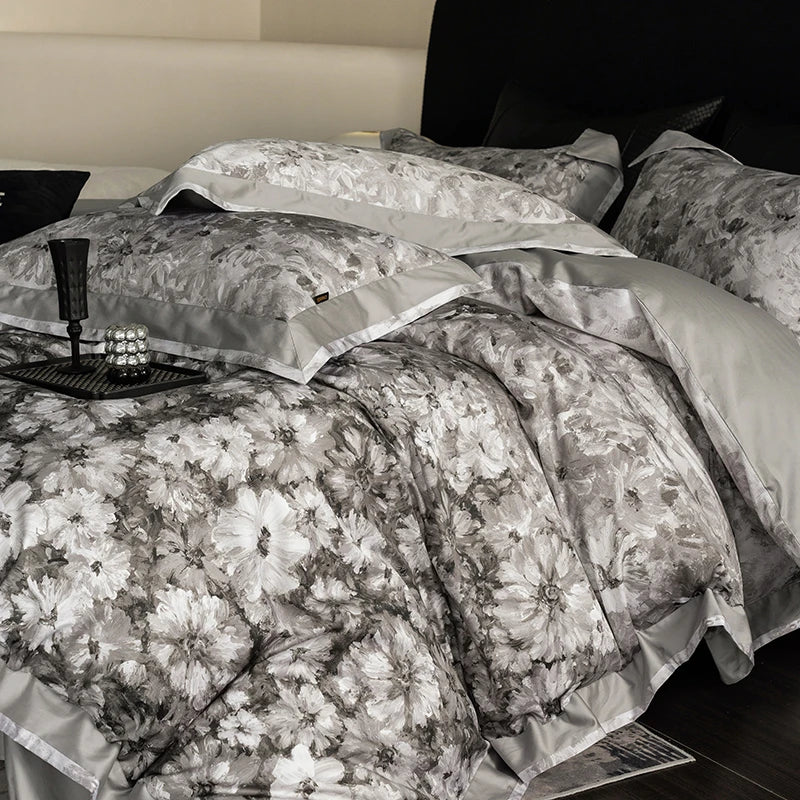 THL1168 Vintage 1000TC Egyptian Cotton Silky Soft Luxury Floral Bedding Set