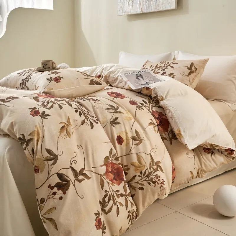 THL1175 400TC Ultra Soft Cotton-Rich Floral Printed Luxury Bedding Set