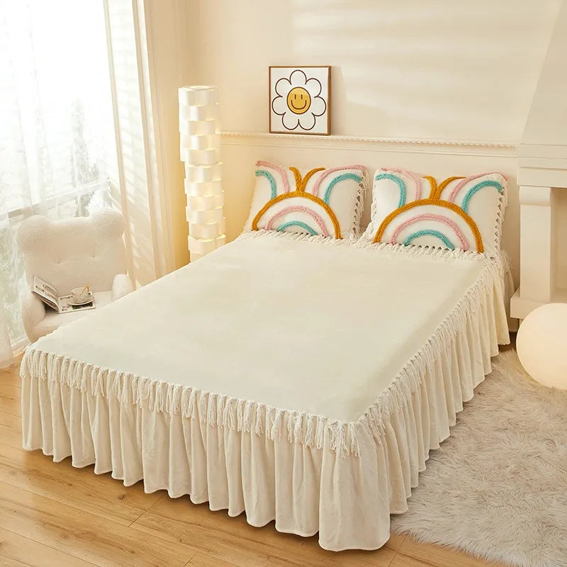 THL1034 Juego de cama de franela bohemia con borlas elegantes